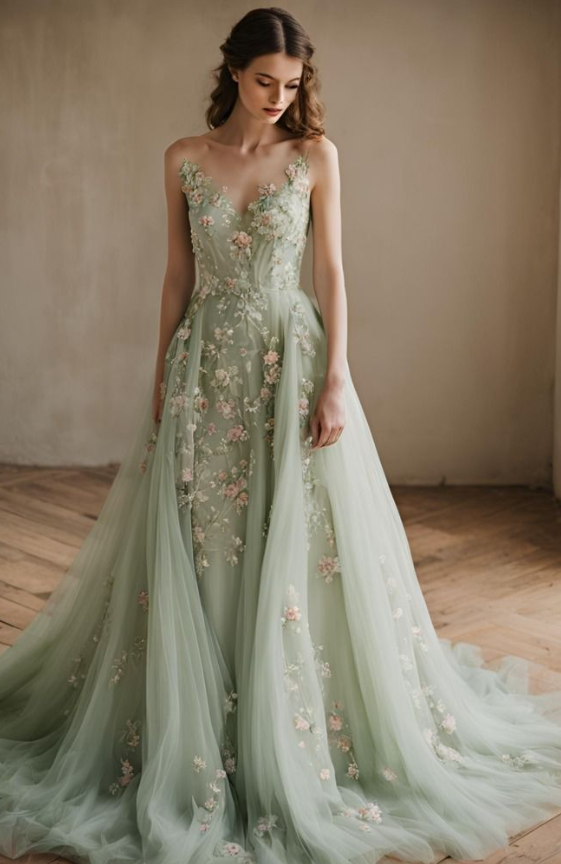 Trending Styles of Green Wedding Dresses